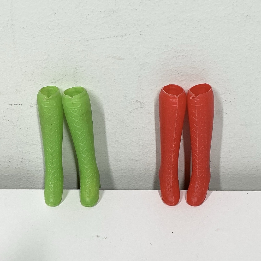 Vintage Barbie‎ doll 1970 Green And Red LACE UP GO GO Cowboy BOOTS Lot Of 2 Pair